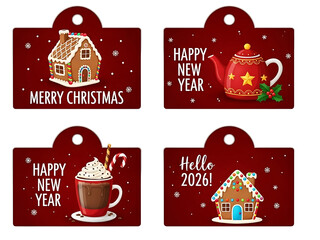 Festive Holiday Gift Tags – Merry Christmas and Happy New Year 2026 in Charming Detail

