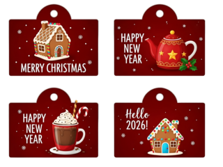 Festive Holiday Gift Tags – Merry Christmas and Happy New Year 2026 in Charming Detail

