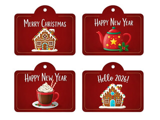 Festive Holiday Gift Tags – Merry Christmas and Happy New Year 2026 in Charming Detail

