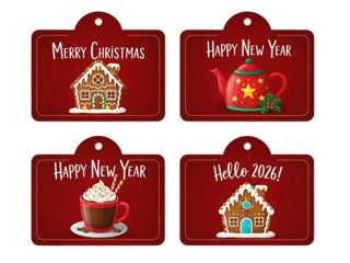 Festive Holiday Gift Tags – Merry Christmas and Happy New Year 2026 in Charming Detail

