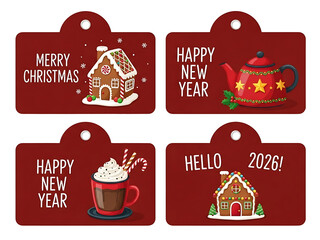 Festive Holiday Gift Tags – Merry Christmas and Happy New Year 2026 in Charming Detail

