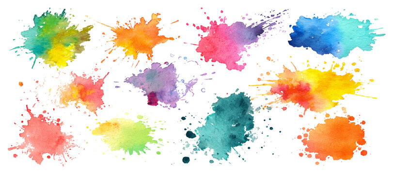 Abstract watercolor set background with bright colorful paint texture. modern graphic template backdrop pattern. creative banner frame drawing paper art and artistic collection.