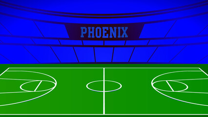 Phoenix Basketball City Name and Ground Field with Colorful Background , Vector Illustration Abstract image