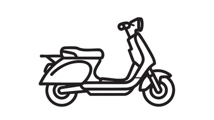 Fototapeta premium Classic retro scooter outline icon illustration. Vintage motor vehicle graphic for urban transport, city travel, and delivery services. Old-fashioned moped design element