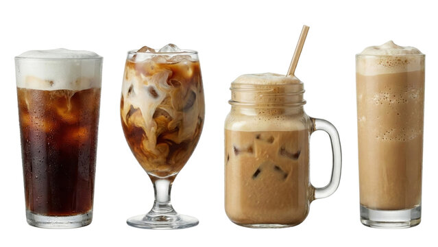 Coffee Collection: A curated selection of four captivating coffee beverages, each offering a unique sensory experience. From the rich intensity of dark brews to the refreshing coolness of iced blends.