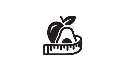 Healthy Diet Apple and Avocado with Measuring Tape Icon for Wellness and Nutrition