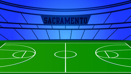 Sacramento Basketball City Name and Ground Field with Colorful Background , Vector Illustration Abstract image