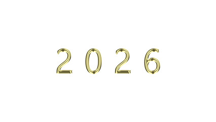 Year 2026 Gold Shine. New Year's 2026 number, transparent PNG format.