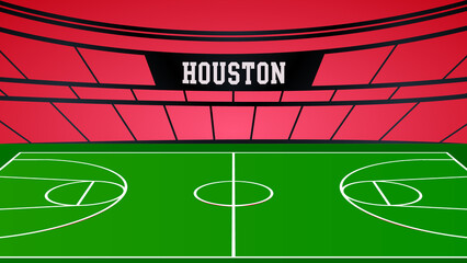 Houston Basketball City Name and Ground Field with Colorful Background , Vector Illustration Abstract image