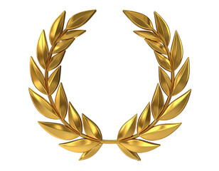 Golden, laurel wreath on a black backdrop, rendered in high detail