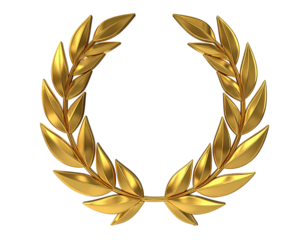 Golden, laurel wreath on a black backdrop, rendered in high detail