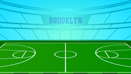 Brooklyn Basketball City Name and Ground Field with Colorful Background , Vector Illustration Abstract image