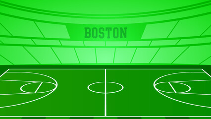 Boston Basketball City Name and Ground Field with Colorful Background , Vector Illustration Abstract image