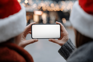 Festive smartphone screen mockup png, transparent design