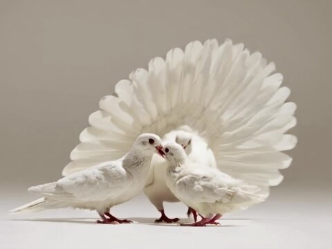 Pigeon together with two chicks