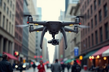 Observing Urban Life: High-Tech Drone Captures City Scene with Precision and Stealth