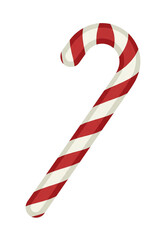 Obraz premium Classic striped candy cane with red and white stripes on a transparent base. Holiday snack and Christmas decoration.