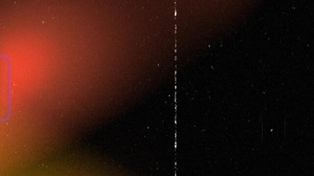 Film burn 8mm effect. Moving banner with looping noise effect and vibrant bokeh flares. Long Flickering Frame on alpha channel for cinematic overlay effect. Realistic graphic animated footage