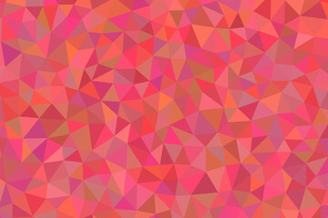 Abstract geometric background with a vibrant mosaic of pink, orange, and red triangles creating a dynamic pattern