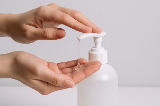 Liquid soap being dispensed onto a hand, symbolizing hygiene, skincare, cleanliness, and daily personal care routines. Ideal for healthcare, wellness, and sanitation themes
