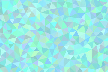 Abstract polygonal background with light blue, green, and white triangles creating a mosaic pattern design