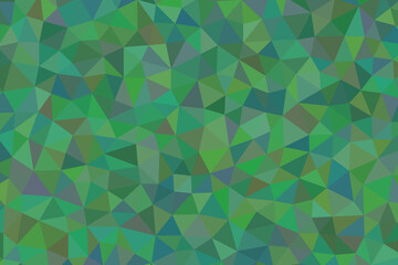 A vibrant mosaic of green and blue triangles creates a mesmerizing geometric pattern, evoking natures beauty