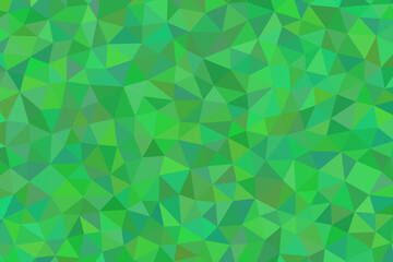 A vibrant green polygonal mosaic background featuring various shades of green and geometric shapes, creating a dynamic texture