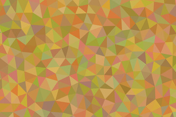 Abstract geometric background with triangles in shades of orange, green, and pink, creating a mosaic pattern