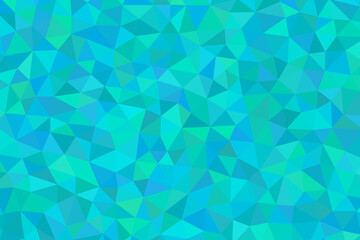 Abstract background with a mosaic of triangles in shades of blue and green, creating a geometric pattern