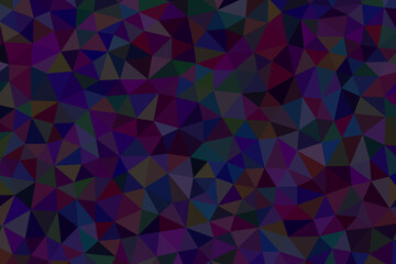 Abstract polygonal background with a mosaic of dark purple, blue, and red triangles creating a geometric pattern