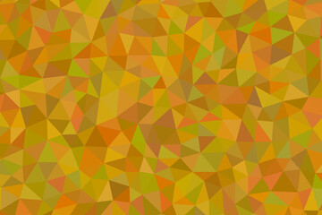 An abstract geometric background with a mosaic of triangles in shades of yellow, orange, and green colors