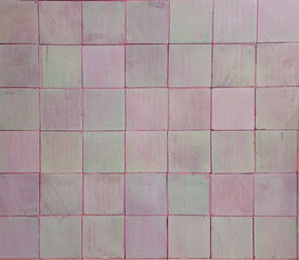 background of square tiles in multicolored pastel shades. space for text.  copy space