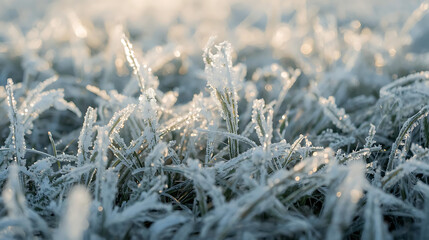 Frosted Grass in Golden Sunlight