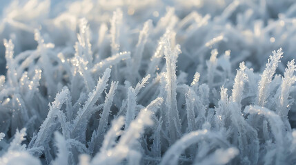 Frosted Grass Blades Close-Up