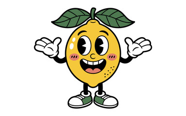 A cartoon lemon character with a wide smile and open arms welcomes viewers with a cheerful expression.