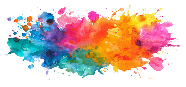 Abstract colorful watercolor paint texture. colorful watercolor design with vibrant flowing blending soft gradients splashes artistic creative abstract background.
