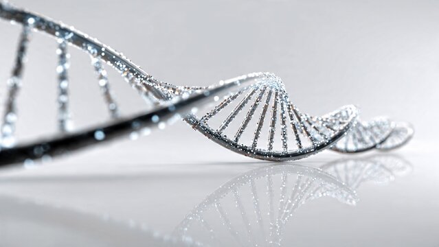 Abstract dna strand illustration on white background for science and research