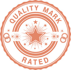 Quality mark rated star emblem, top-tier certification stamp
