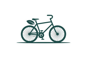 Obraz premium A simple illustration of a bicycle with a leaf accent symbolizes eco-friendly transportation.