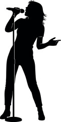 Dynamic female singer silhouette performing with a microphone