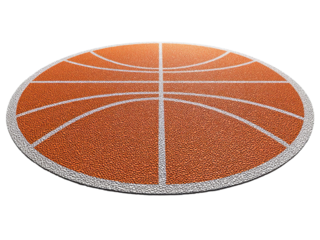 PNG of A vibrant, close-up view of a basketball court showing the orange surface with white court lines.
