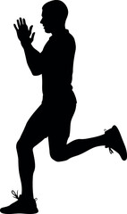 Dynamic male runner silhouette in an action pose for fitness
