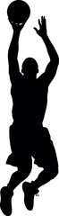 Basketball player silhouette jumping to shoot ball sport vector