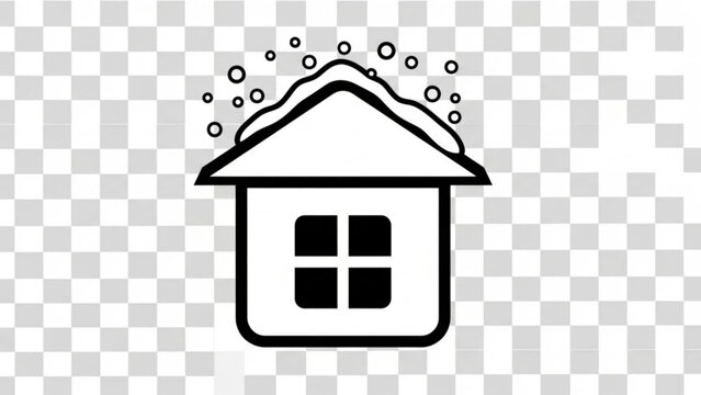 Charming winter cabin icon with snow-covered roof, perfect for holiday designs and cozy themes, originally a vector graphic for easy scaling, adaptable for any project
