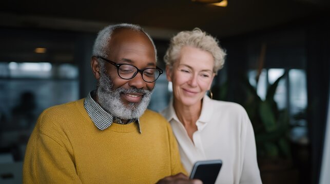 A senior participating in a digital literacy class, learning to use smartphone health apps under the guidance of a patient instructor — empowerment in aging, tech confidence, and digital wellness