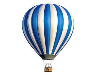 Naklejka premium A vibrant, striped hot air balloon, ascending against a stark black background