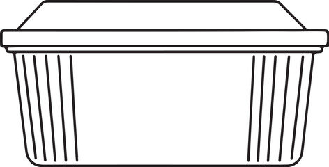 Outline drawing of a rectangular food container with a lid on a white background storage packaging on transparent background