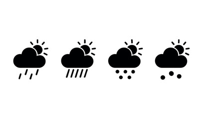 Weather icons depict various atmospheric conditions including sun and rain.