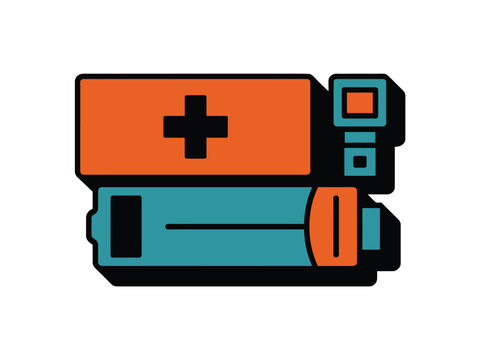 A stylized illustration of two batteries, one orange and one teal, suggesting power and energy.