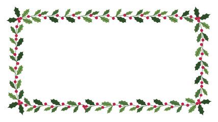 Obraz premium Festive holly frame with vibrant red berries for holiday cheer